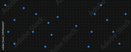 Abstract dark background with blue dots arrangement in a pattern