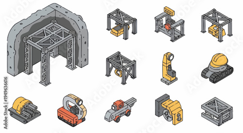 Isometric Industrial Equipment and Structures Collection.