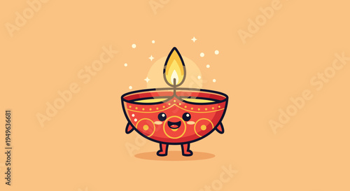 Playful Cartoon Candle with Little Flame.