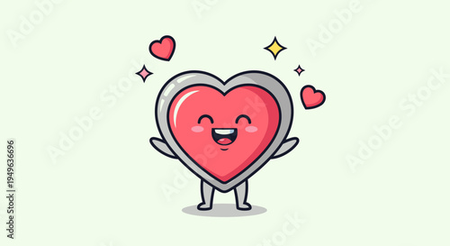 Playful Cartoon Heart Character Smiling and Friendly.