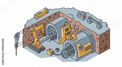 Industrial Tunnel Boring Machine Construction and Assembly.