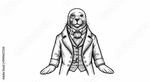 Elegant Seal Dressed in Vintage Victorian Attire.