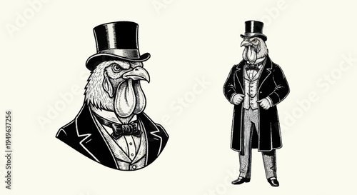 Elegant Turkey Dressed in Formal Attire Top Hat and Suit.