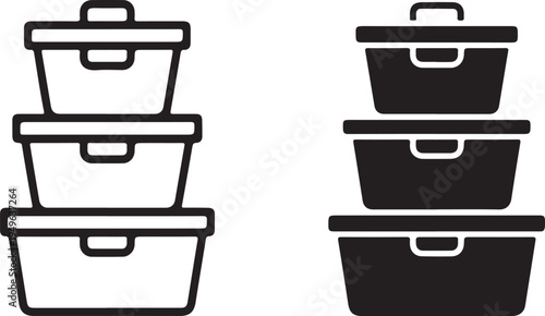 Black and white plastic storage containers with lids and handles plastic bins