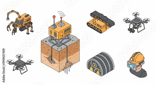 Collection of Futuristic Industrial Robots and Technology.