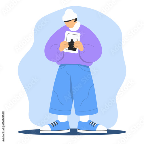 Person Holding Photo Frame Memory and Emotional Reflection Illustration