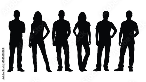 A group of six people standing in a line