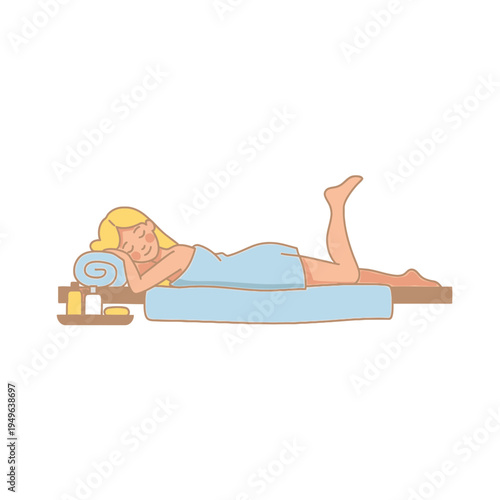 Blonde Woman Relaxing at Spa Treatment vector illustration