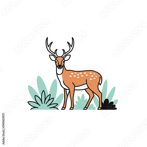 Spotted Deer in Nature vector illustration