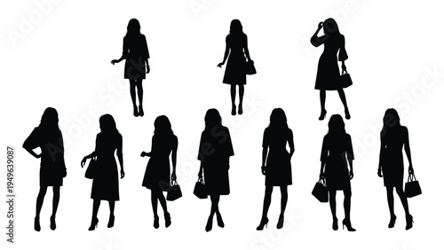 A group of women in business attire walking in different directions