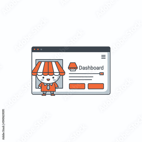 Cute Store Mascot Dashboard Icon Concept vector illustration