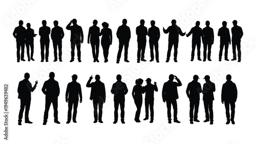 A group of business people in various poses