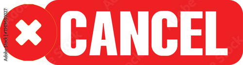 Cancel rubber stamp icon, rejection and prohibition label, denied action and warning concept