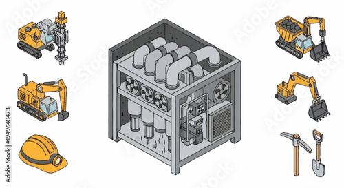 Industrial Equipment Set Construction Mining Machinery.