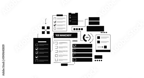 Task Management Infographic with Checklists and Project Icons