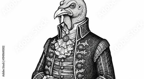 Anthropomorphic Turkey Gentleman in Formal Attire.
