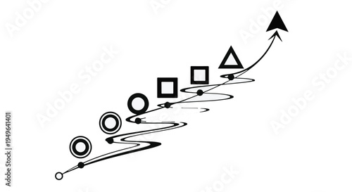 Geometric shapes ascending arrow abstract background design element for business growth success concept
