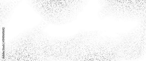 Grunge halftone gradient background. Faded grit noise texture. White and black sand wallpaper. Retro pixelated backdrop. Anime or manga style comic