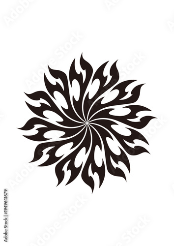 服の模様やタトゥー、ファッションにも映えるトライバルデザインのフラワーモチーフ、ベクター素材、イラスト素材