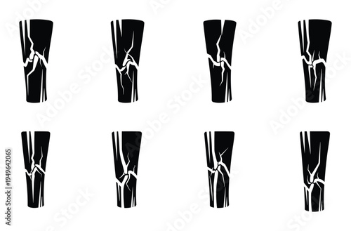 Cracked glass vector set symbolizing fragility, damage, broken objects, and vulnerable situations