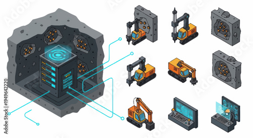 Futuristic Mining Operation with Advanced Technology and Robotics.