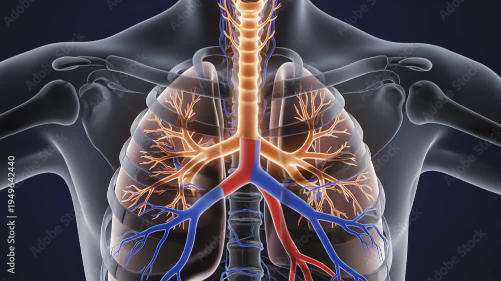 3D Animation of Human Respiratory System Showing Trachea and Bronchial ...