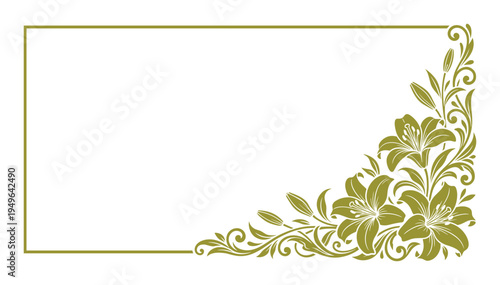 Floral lily corner ornament and rectangular border decoration