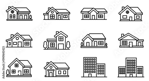 Collection of House and Building Icons, representing real estate and architecture