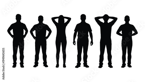 Five men in different poses