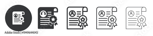 Achievement Certificate thin line and solid icon. Multi series icon. Web minimal icon