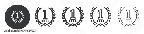 First Place Laurel Wreath thin line and solid icon. Multi series icon. Web minimal icon