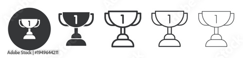 First Place Trophy thin line and solid icon. Multi series icon. Web minimal icon