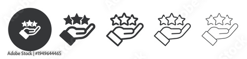 Hand Holding Stars thin line and solid icon. Multi series icon. Web minimal icon
