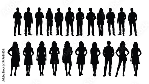 A group of people standing in two rows