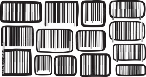 Collection of various barcode labels and stickers