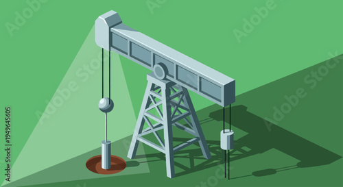 Oil Pump Jack Extracting Crude Oil from Ground.