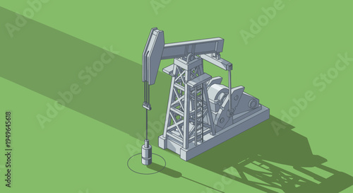 Oil pump jack extracting crude oil from the ground.