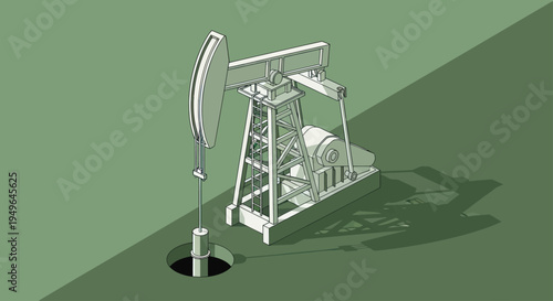 Oil pump jack extracting crude oil from the ground.