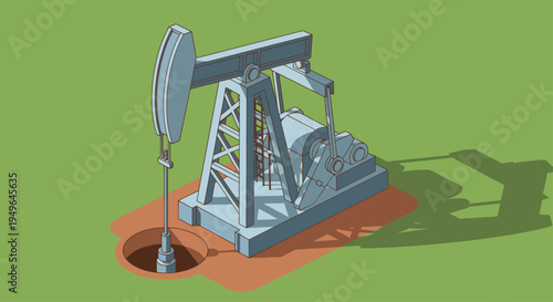 Oil pump jack extracting crude oil from the ground.