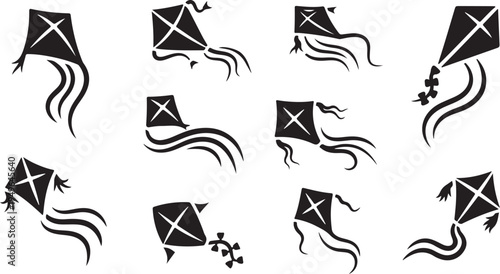 Black Kite Silhouettes Flying in the Air