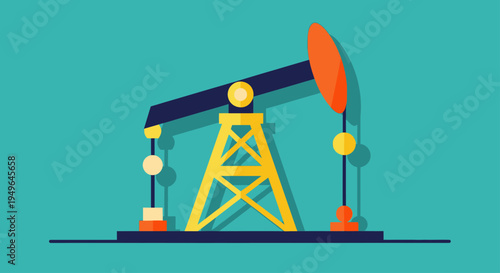 Oil pump jack extracting crude oil from the ground.