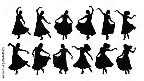 A group of dancing women in various poses