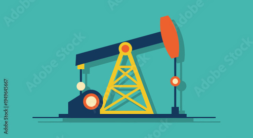 Oil Pump Jack Industrial Machine Illustration.