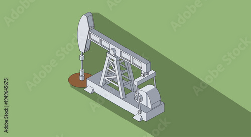 Oil Pump Jack Industrial Machine Illustration.