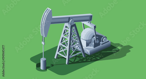 Oil Pump Jack Machine Extracting Crude Oil Energy Resource.
