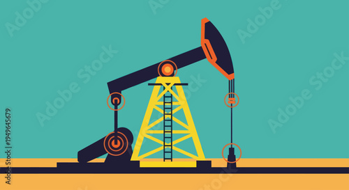 Oil Pump Jack Working in the Oil Industry.