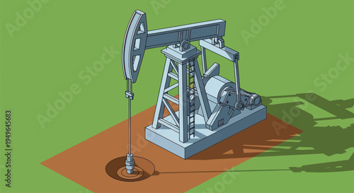 Oil Pump Jack Working in the Field.