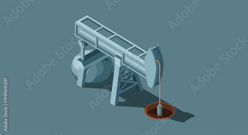 Oil Pumpjack Extracting Crude Oil from the Ground.