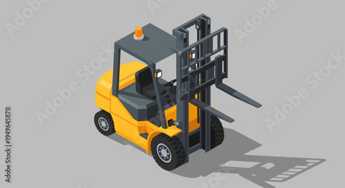 Yellow Forklift Truck Industrial Vehicle for Warehouse Operations.