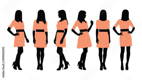 Six silhouettes of women in different poses